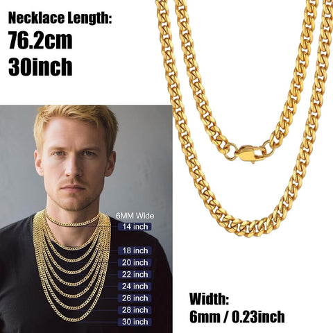 Men's Gold Necklace Chain 75cm Plated in 18k Gold