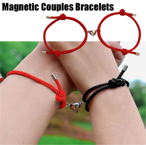 2pcs Magnetic Couples Bracelets Heart Shaped Friendship Bracelets for Women Men