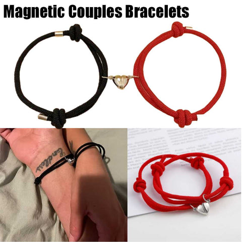 2pcs Magnetic Couples Bracelets Heart Shaped Friendship Bracelets for Women Men