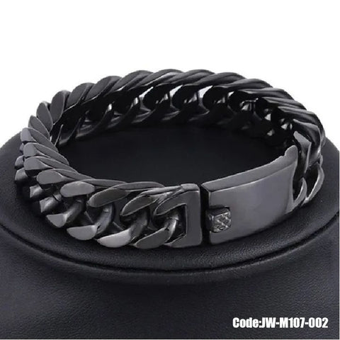 Men's Ring Black Chain Bracelet Jewellery Chunky Cuban Link Chain Bangle 12MM