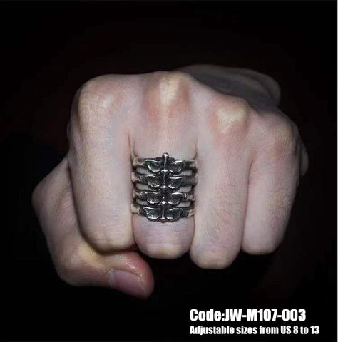 Men's Ring Jewellery Black Spinal Cord Vintage Creative Rock Retro Bone Shape