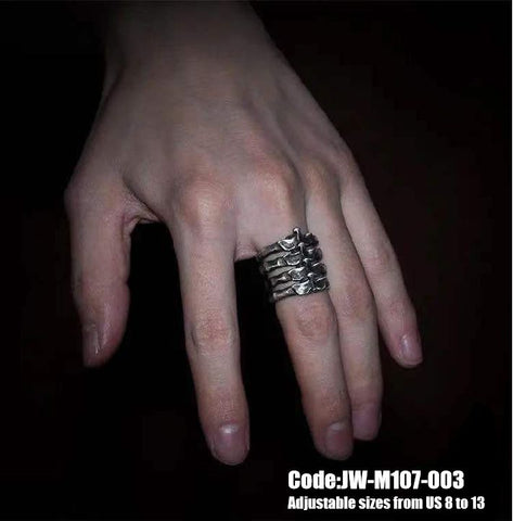 Men's Ring Jewellery Black Spinal Cord Vintage Creative Rock Retro Bone Shape