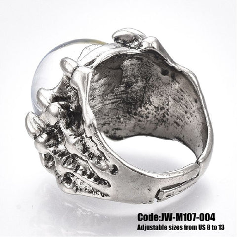 Men's Ring Jewellery Silver Vintage Punk Dragon Demon Eyes Adjustable Rings