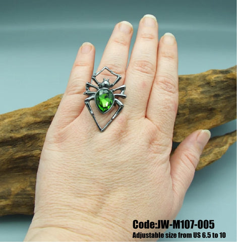 Women's Ring Jewellery Emerald Green Rhine stones Spider Ring