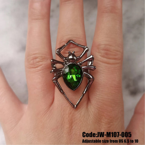 Women's Ring Jewellery Emerald Green Rhine stones Spider Ring