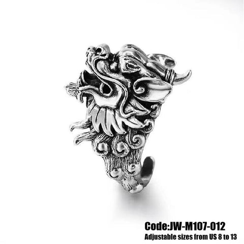Men's Ring Jewellery Retro Unicorn Kirin Demon 925 Silver Rings