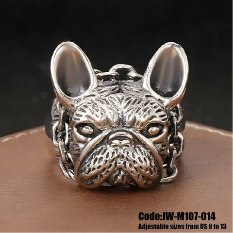 Men's Ring Jewellery Vintage French Bulldog Dog 925 Silver Ring