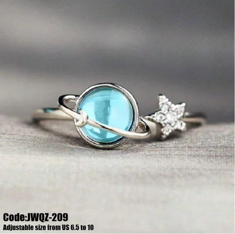 Women's Jewellery Gemstone Moonstone Moon Star Silver Ring