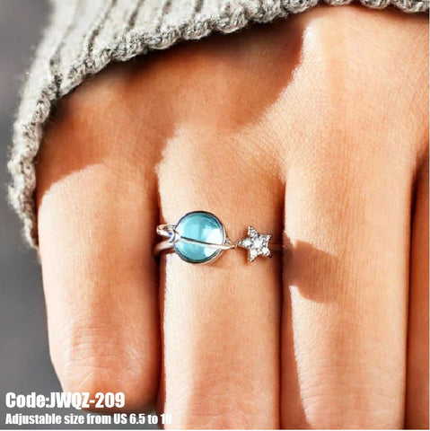 Women's Jewellery Gemstone Moonstone Moon Star Silver Ring