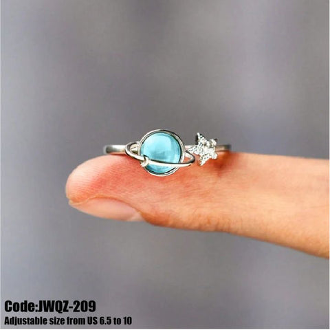 Women's Jewellery Gemstone Moonstone Moon Star Silver Ring