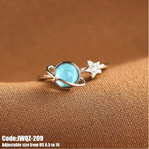 Women's Jewellery Gemstone Moonstone Moon Star Silver Ring