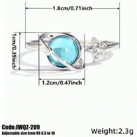 Women's Jewellery Gemstone Moonstone Moon Star Silver Ring