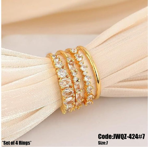 4Pcs Women's Stackable Gold Wedding Diamond Ring Set Size 7