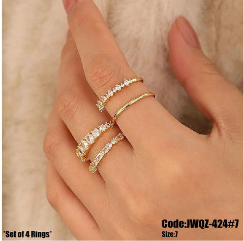 4Pcs Women's Stackable Gold Wedding Diamond Ring Set Size 7