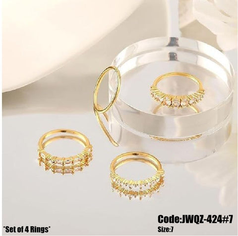 4Pcs Women's Stackable Gold Wedding Diamond Ring Set Size 7