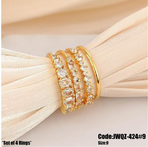 4Pcs Women's Stackable Gold Wedding Diamond Ring Set Size 9