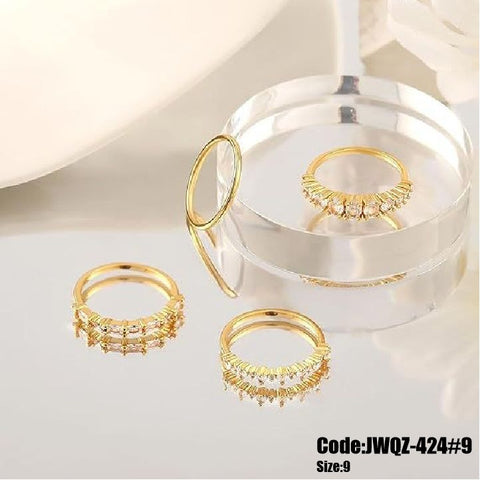 4Pcs Women's Stackable Gold Wedding Diamond Ring Set Size 9