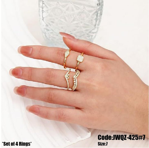 4Pcs Women's Ring Dainty Stackable Gold Diamond Rings Set Size 7