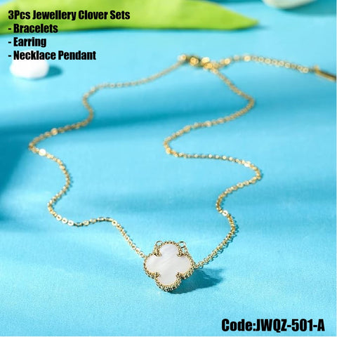 Women's Jewellery Lucky Clover Sets Bracelets Earrings Necklace Pendant 3PCS