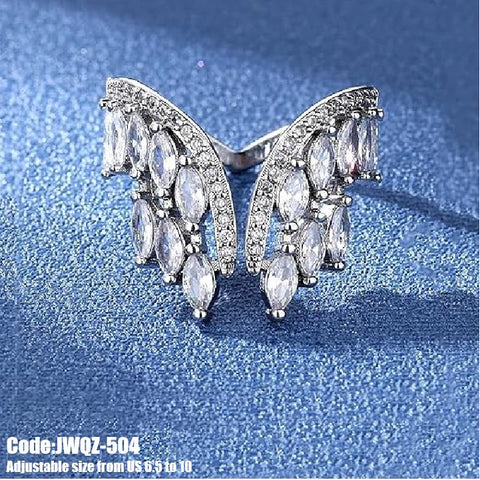 Women's Diamond Ring Angel Wing Feather Promise Ring