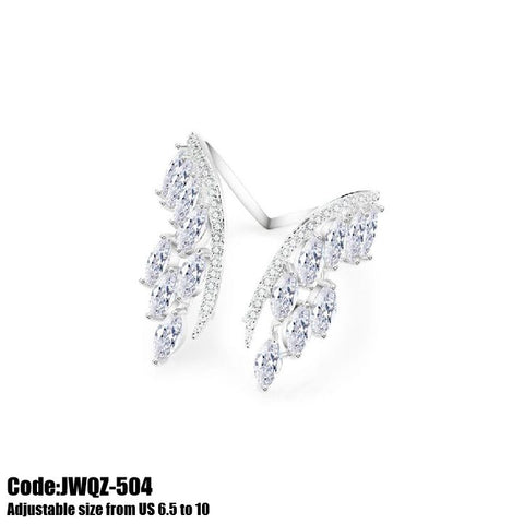 Women's Diamond Ring Angel Wing Feather Promise Ring