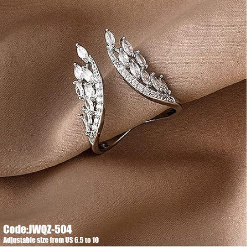 Women's Diamond Ring Angel Wing Feather Promise Ring