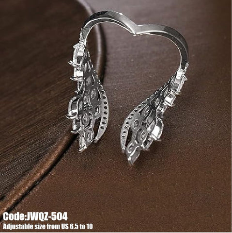 Women's Diamond Ring Angel Wing Feather Promise Ring