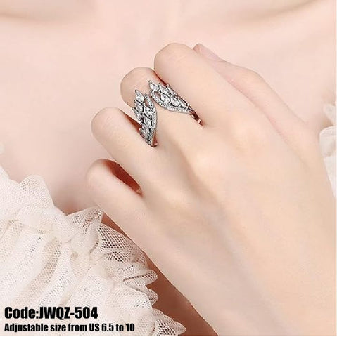 Women's Diamond Ring Angel Wing Feather Promise Ring