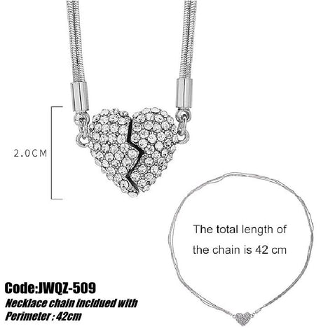 Women's Jewellery Silver Magnetic Heart Shaped Clavicle Necklace