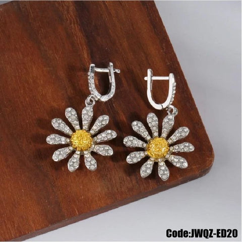 Women's Jewellery Sunflower Earrings Drop Dangle Ear Stud CZ Diamond