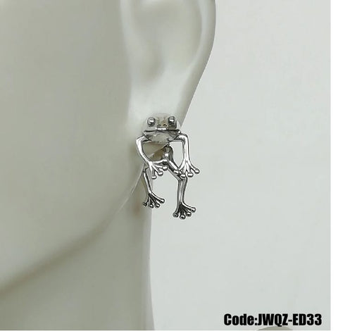 Women's Jewellery Sterling Silver Tone Cute Frog Earrings