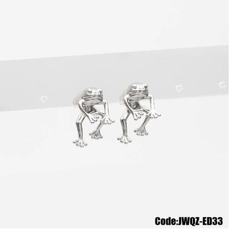 Women's Jewellery Sterling Silver Tone Cute Frog Earrings