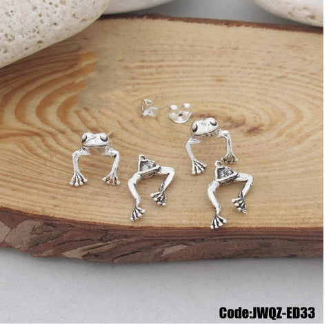 Women's Jewellery Sterling Silver Tone Cute Frog Earrings