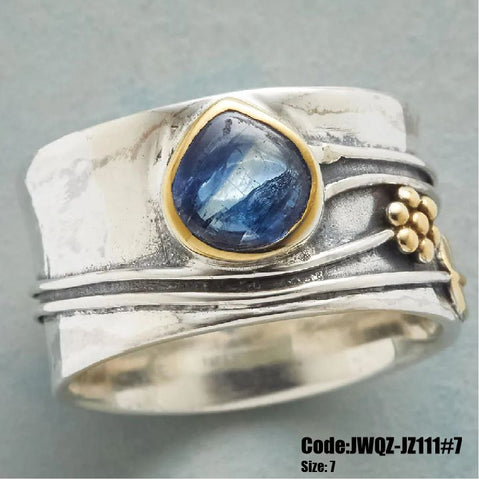 Women's Jewellery Vintage Blue Moonstone Ring Waterdrop Cut Sapphire Size 7