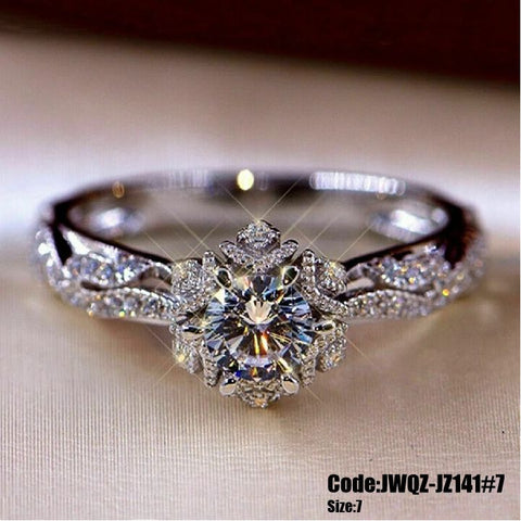 Women's Jewellery Vintage Round Cut CZ Diamond Gold Ring Size 7