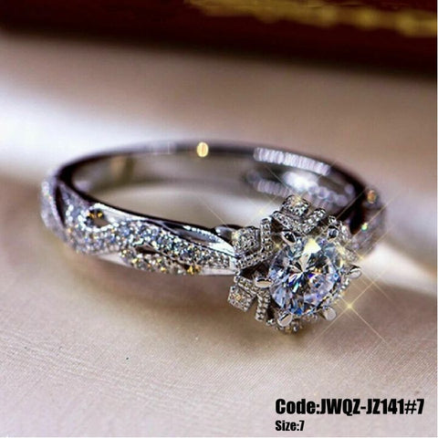 Women's Jewellery Vintage Round Cut CZ Diamond Gold Ring Size 7