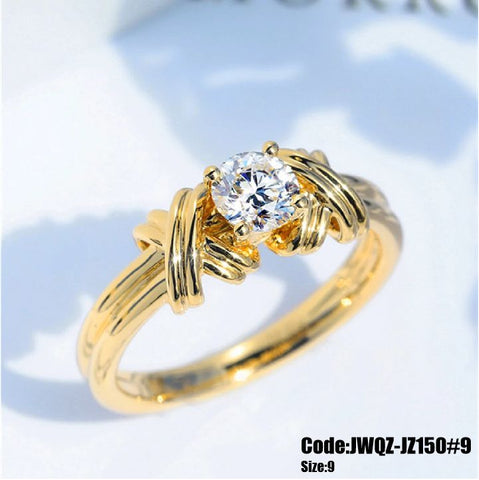 Women's Jewellery Round Cut 18KGP Gold CZ Diamond Ring Size 9