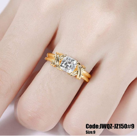 Women's Jewellery Round Cut 18KGP Gold CZ Diamond Ring Size 9