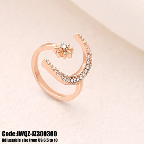 Women's Jewellery 18KGP Gold Star Moon CZ Rose Diamond Ring