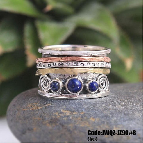 Women's Jewellery Lapis Lazuli Silver Spinner Ring 925 Sterling Silver Size 8