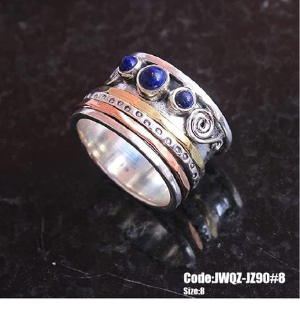 Women's Jewellery Lapis Lazuli Silver Spinner Ring 925 Sterling Silver Size 8