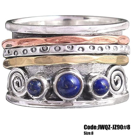 Women's Jewellery Lapis Lazuli Silver Spinner Ring 925 Sterling Silver Size 8