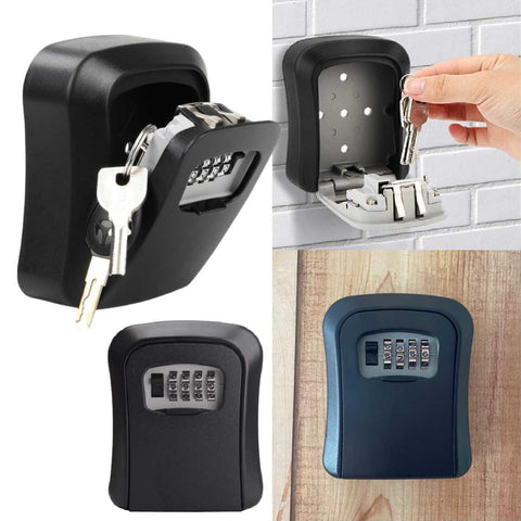 Key Lock Box Wall Mounted 4 Digit Combination Lockbox for Indoor Outdoor
