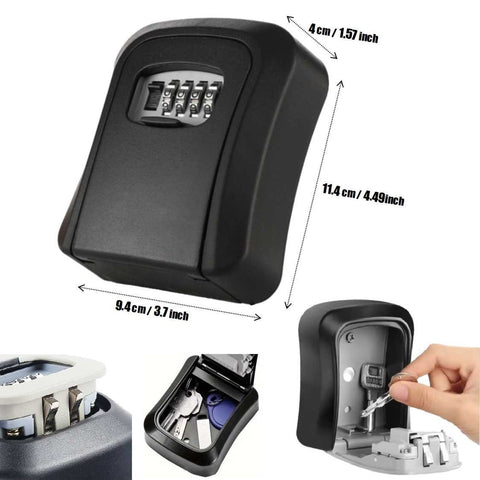 Key Lock Box Wall Mounted 4 Digit Combination Lockbox for Indoor Outdoor