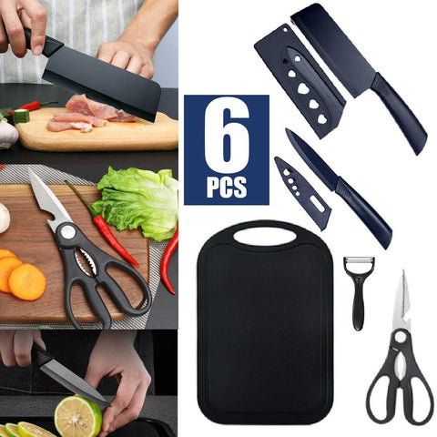 6 PCS Black Kitchen Knife Set