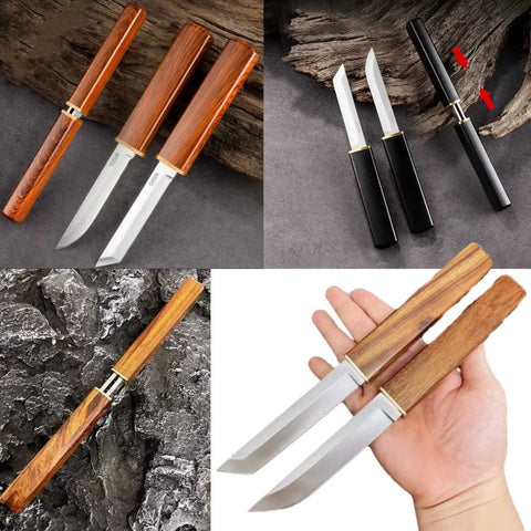Camping Outdoor Portable Fruit Peeling Matching Knife Set Wood Grain