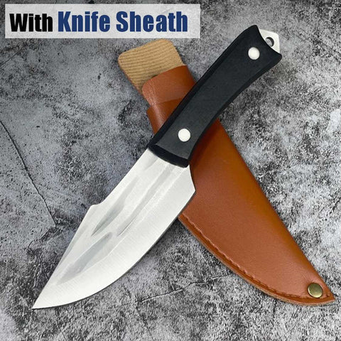 Outdoor Cleaver Knife with Knife Sheath Home Outdoor Camping Knife Black Handle