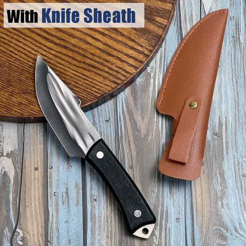 Outdoor Cleaver Knife with Knife Sheath Home Outdoor Camping Knife Black Handle