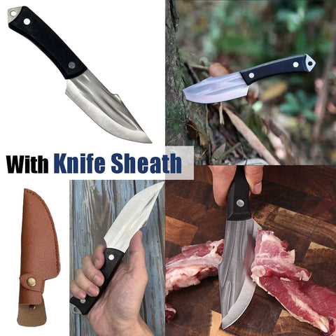 Outdoor Cleaver Knife with Knife Sheath Home Outdoor Camping Knife Black Handle
