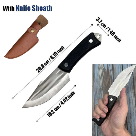 Outdoor Cleaver Knife with Knife Sheath Home Outdoor Camping Knife Black Handle